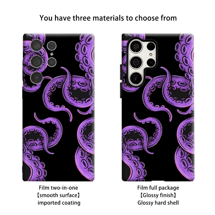 Stoßfeste Doppelschicht Handyhülle mit Oktopus-Tentakel Design für Samsung Galaxy S25 Ultra, S24, S23 Ultra und S23 Plus in Lila - Bild 2