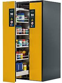 Asecos Sicherheitsschrank Typ 90 V-MOVE-90 mit 2 Vertikalauszügen in Anthrazitgrau/Goldgelb - Bild 1
