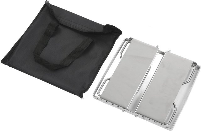 Igeteck Mini Barbecue Grill aus Edelstahl in Silber, faltbarer Camping Grill mit Windschutz - Bild 1