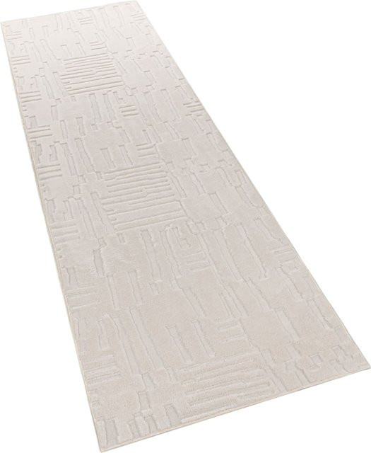 Moderner Teppich Tokko in Creme mit geometrischem Muster und High-Low-Effekt, B/T: 80 x 300 cm - Bild 1
