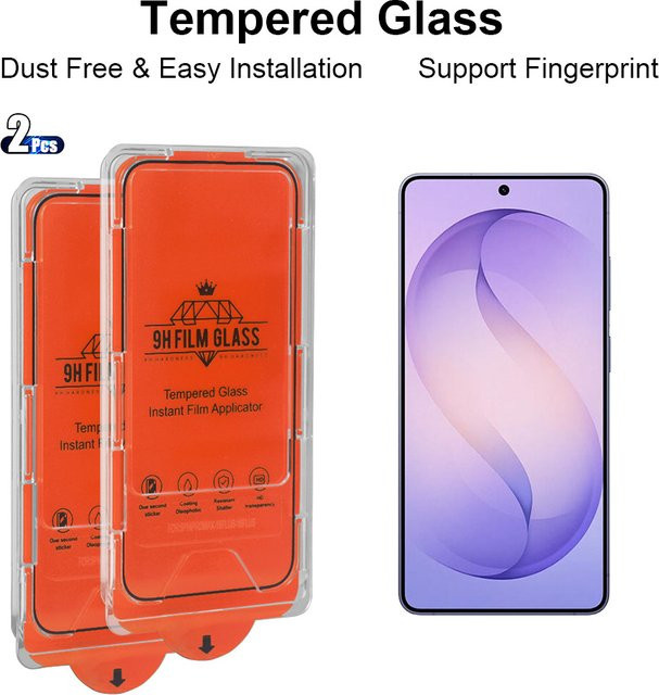 2 Stück Gehärtetes Glas Displayschutz für Samsung Galaxy S25 FE und S25 Serie, Transparent, mit Fingerabdruckentsperrung - Bild 1