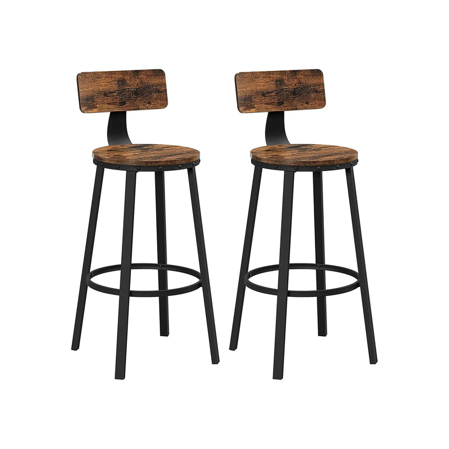 Vasagle Barhocker 2er Set im Industriestil, Farbe Braun-Schwarz - Bild 2