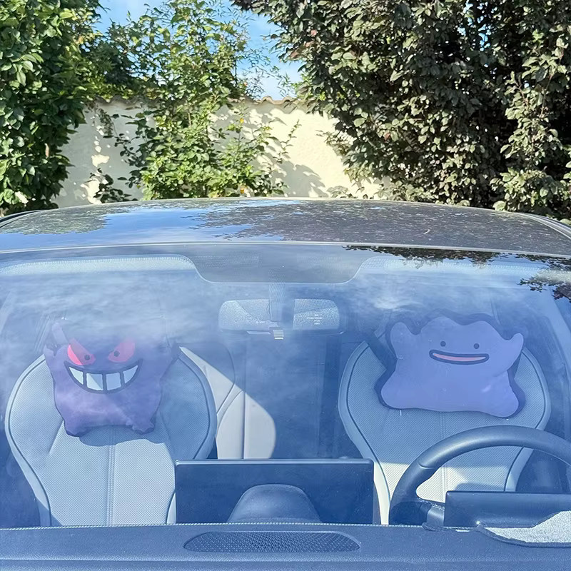 Aoger Kawaii Pokemon Nackenkissen Gengar und Ditto in Lila als Reise-Kopfstütze und Sitzkissen - Bild 3