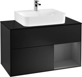 V&B Waschtischunterschrank Finion 100 in Anthrazit und Schwarz lackiert, Breite: 100 cm, Tiefe: 50,1 cm, Höhe: 50,1 cm - Bild 1