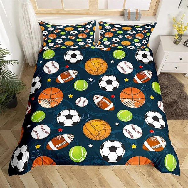 Lodestar Bettwäsche-Set mit Tennisplatz-Print in Gelb und Blau, 3-teiliges Microfaser-Bettwäsche-Set mit Bettdeckenbezug und Kissenbezügen, B/H: 240 x 220 cm - Bild 1