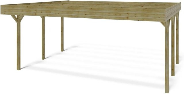 ALTANKA Carport Garagendach Flachdach aus Fichtenholz und Kiefer in Grün B: 606 cm, T: 503 cm - Bild 1