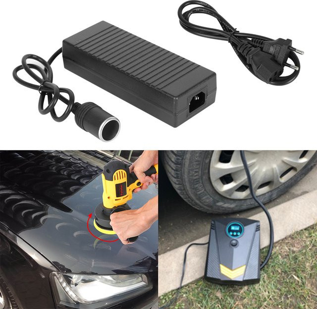 AC/DC Zigarettenanzünder Konverter von 110V/220V auf 12V 15A Netzteil mit EU/US/UK Stecker in Schwarz - Bild 1
