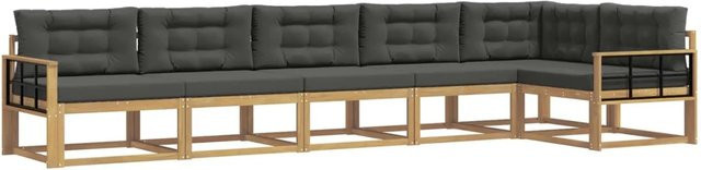 vidaXL Outdoor-Sofagarnitur 4-teilig in L-Form aus Akazienholz mit Polstern in Weiß und Anthrazit - Bild 1
