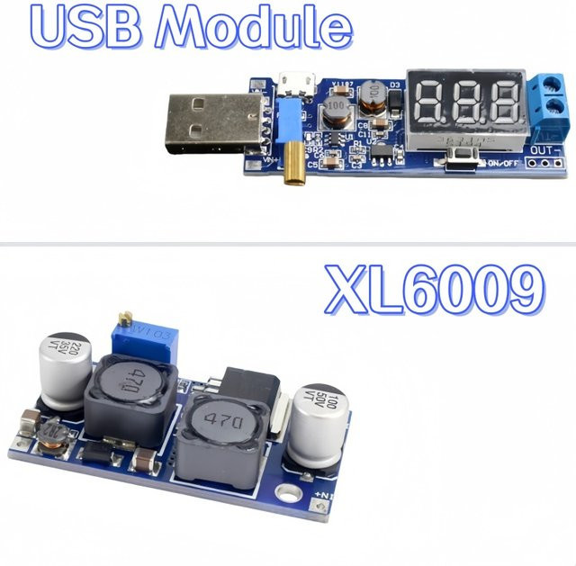 XL6009 DC-DC Boost-Buck Spannungsregler Modul mit USB-C Anschluss, Blau, Eingangsspannung 3,8–32 V, Ausgangsspannung 1,2 V–24 V - Bild 1