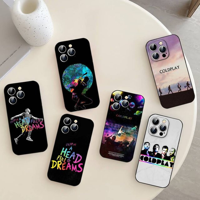C-Coldplay Band Silikon Handyhülle für iPhone 11 bis 17 Pro Max in Schwarz Matt - Bild 1