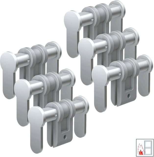 BASI Universal-Blindzylinder BZU 100, 6er Set, Matt vernickelt, Einstellbereich 50-84 mm, für FH Türen zugelassen - Bild 1