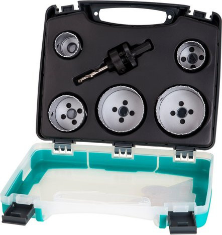 Wolfcraft Lochsägen-Set 3764000 aus Bimetall in Silber mit Durchmessern von 35 mm, 40 mm, 51 mm, 65 mm und 68 mm - Bild 1