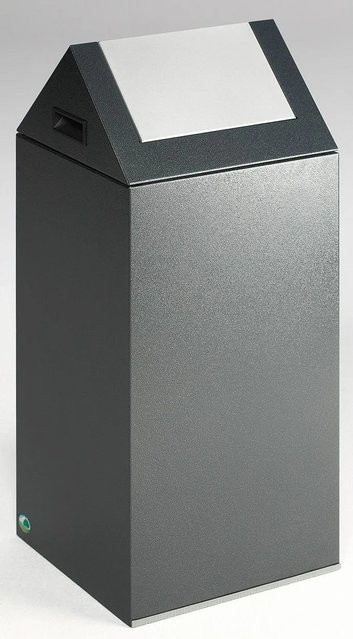 PROREGAL Selbstlöschender Wertstoffsammler Spitz mit Einwurfklappe aus verzinktem Stahl, Grau Silber, H x B x T: 80 x 32 x 32 cm - Bild 1