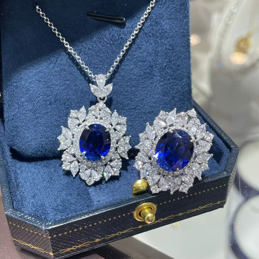 NKHOG Schmuck-Set, 925 Silber, Saphir, Damen - Bild 2