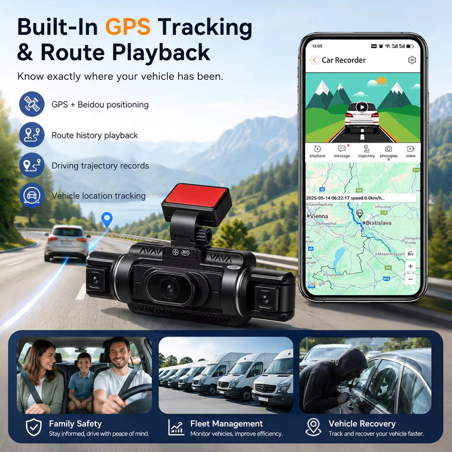 Bluavido 4-Kanal 4G LTE Dashcam mit 1440P Frontkamera und dreifacher 1080P Rückkamera, Schwarz, mit GPS, WLAN, ADAS, BSD und Fernüberwachung - Bild 4