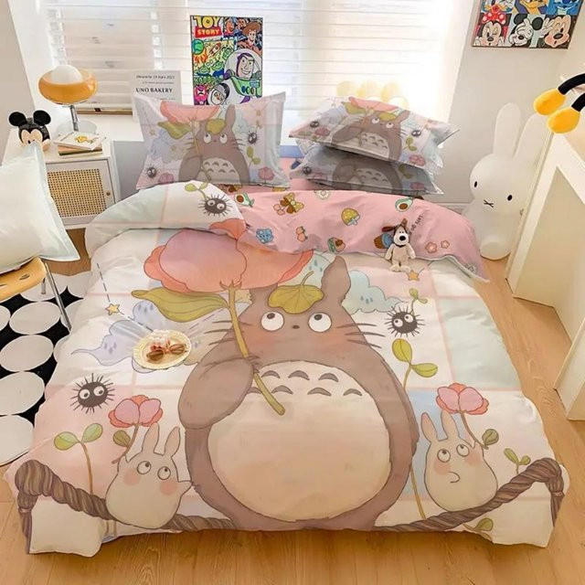 Yiran Home Anime Totoro Bettwäscheset aus Polyester mit Bettbezug und Kissenbezug, Mehrfarbig, B/H: 135 x 200 cm - Bild 1