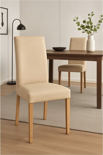 Polsterstuhl Mia von Möbel direkt online, 2er-Set, Beige, Soft-Kunstleder, Modern - Bild 1