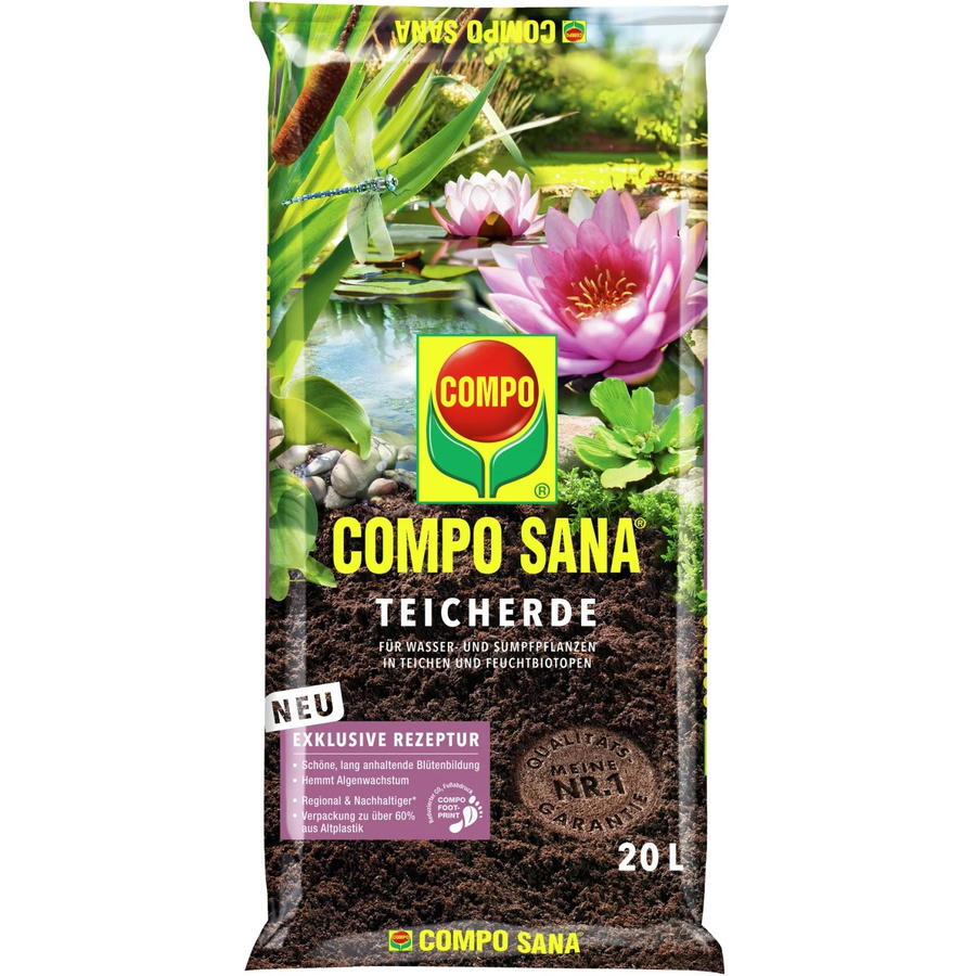 Compo Sana Teicherde für Teiche, Sumpfpflanzen und Feuchtbiotope mit Quarzsand und Tonmineralien, 20 l - Bild 2