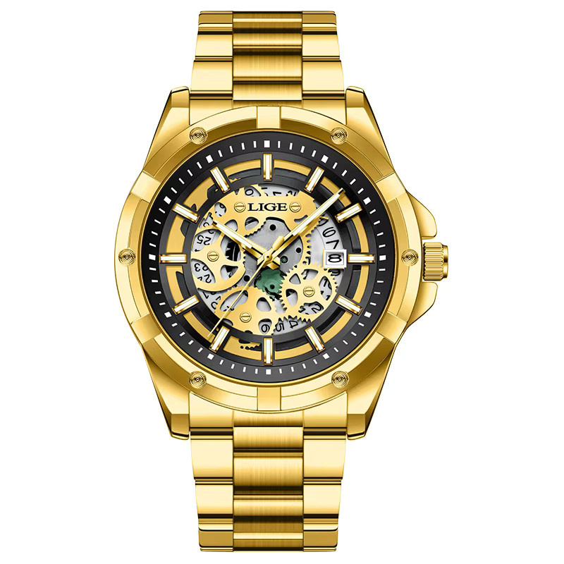 LIGE Armbanduhr, Chronograph, Quarz, Gold, Edelstahl, Herren - Bild 7