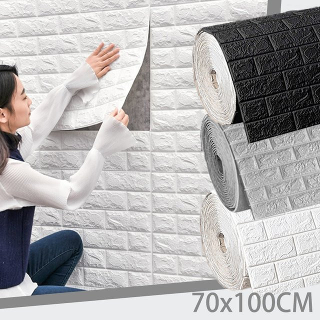 CTZSOOP Selbstklebende Tapete im Retro-Ziegelwand-Design, dekorative Wandkunst als DIY-Panel, Breite: 70 cm, Höhe: 100 cm - Bild 1
