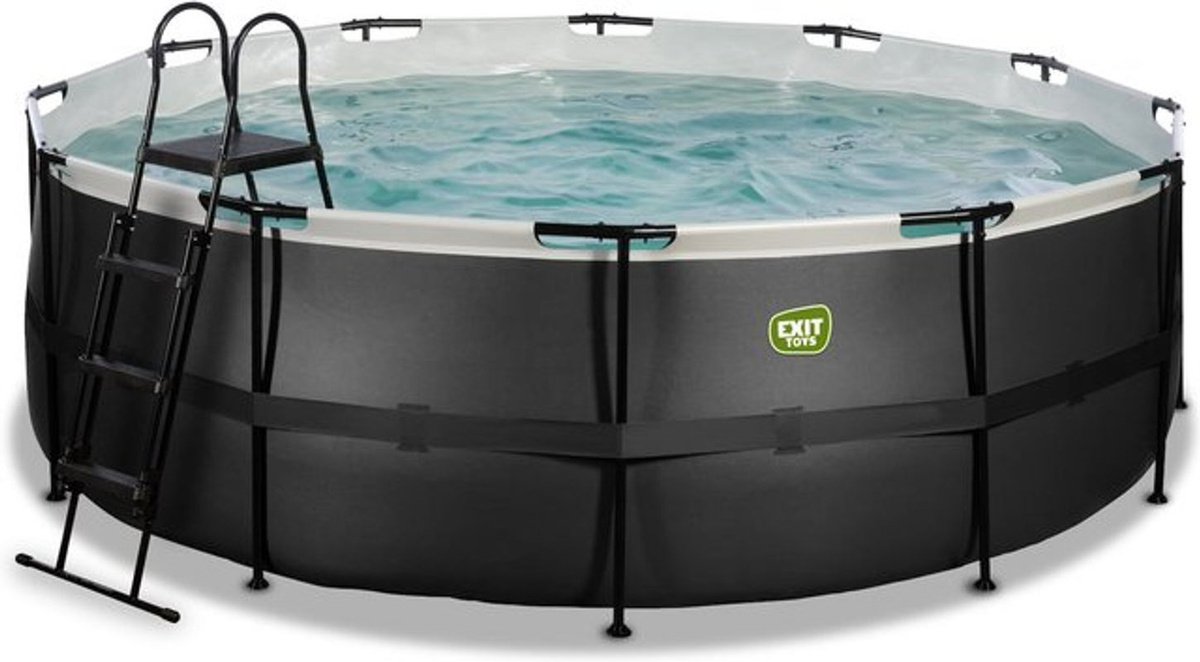 EXIT Black Leather Pool in Schwarz mit Sandfilterpumpe, Durchmesser: 427 cm, Höhe: 122 cm - Bild 1