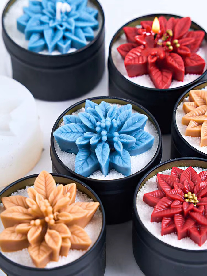 UDOCOOL Silikonform für Weihnachtsornamente in Holly Leaf und Berry Form für DIY Seifen, Gips und Harz, Mehrfarbig - Bild 3