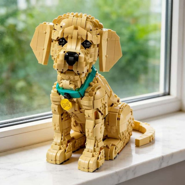 OUZEY Golden Retriever Welpen, Baustein-Modell, Tiere - Bild 1