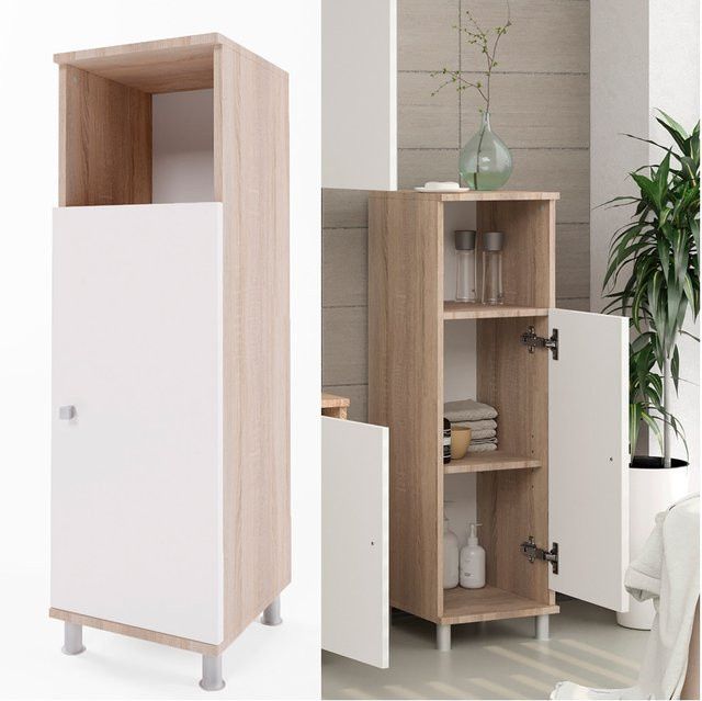 Vicco Badschrank Fynn Eiche Sonoma Weiß, Beistellschrank mit Regalfächern, Breite: 30 cm, Höhe: 95 cm - Bild 2