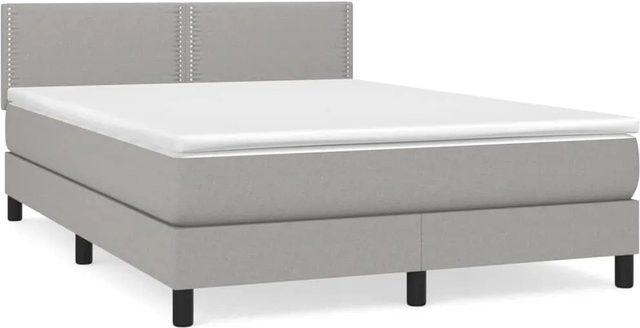 vidaXL Boxspringbett mit Matratze und Taschenfederkern in Hellgrau, B/T/H: 140 x 200 x 78 cm - Bild 1