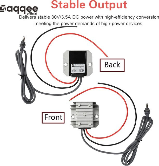 Gaqqee DC-Boost-Konvertierungsmodul IP68 Wasserdicht Step-Up-Stromkabel 9-28V zu 30V 3,5A in Silber - Bild 1