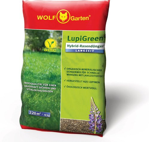 WOLF-Garten LupiGreen Hybrid Langzeit-Rasendünger Granulat, 10 kg, rot - Bild 2