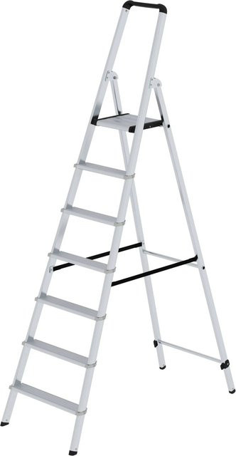 PROREGAL ML Stufen-Stehleiter einseitig begehbar mit 7 Stufen in Alu Natur/Silver - Bild 1