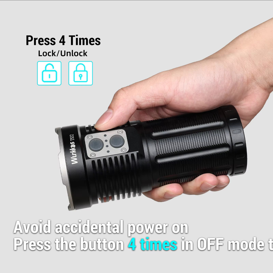 Wurkkos TS32 Taschenlampe in Schwarz mit 12000 lm, Dual-Switch-System, IP68 wasserdicht und wiederaufladbar - Bild 5