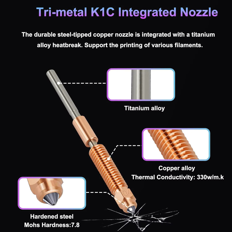 Creality K1C-Düse Einhorn-Schnellwechsel-Ender 3 V3 und Ender 3 V3 Plus 3D-Drucker Set, 2 Stück - Bild 3