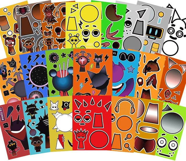 Sprunki Make-a-Face Aufkleber Set in Multicolour für Kinder als Belohnung oder Dekoration - Bild 1