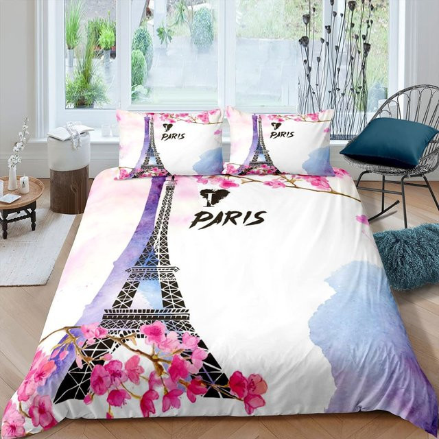 Bettwäsche Set mit Eiffelturm und Herz Motiv von Your Warm Home in Weiß, B/H: 135 x 200 cm - Bild 1