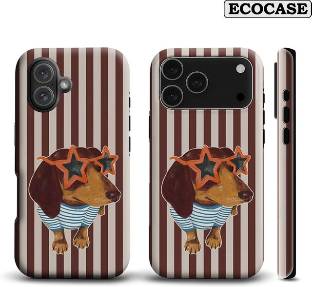 Potdemiel Handyhülle mit Star-Sonnenbrille und Dackel Motiv in Braun für iPhone 17 16 15 14 13 12 Pro Max Plus mit doppelschichtiger Rückseite - Bild 1