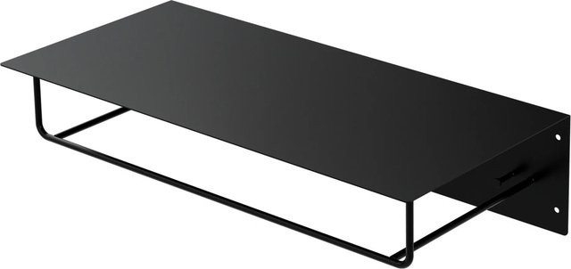 ML-Design Wandgarderobe mit Kleiderstange und Ablage aus Stahl in Schwarz matt, B/T/H: 60 x 30 x 15 cm - Bild 2