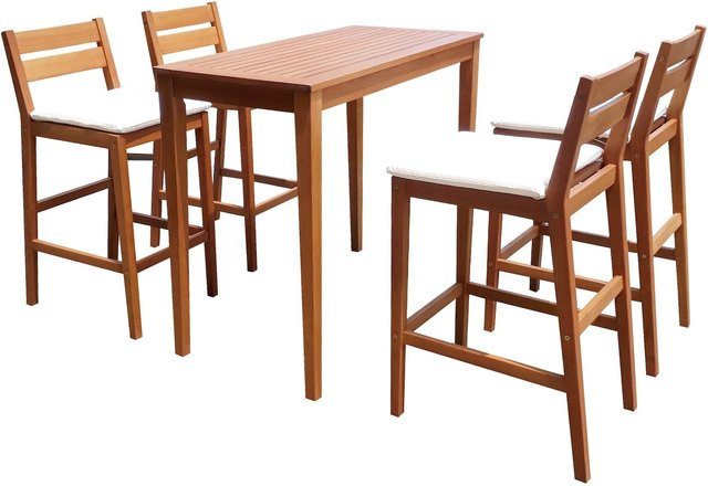 Garden Pleasure Barset MAINE 5-teilige Gartenmöbel-Sets aus geöltem Eukalyptusholz in Braun inklusive Kissen - Bild 1
