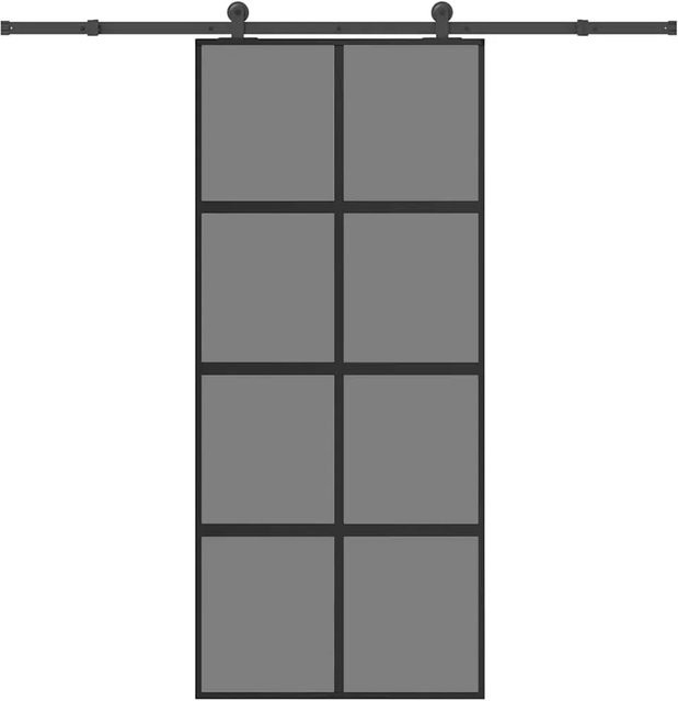 vidaXL Schiebetür aus Hartglas und Aluminium in Schwarz, Transparent und Grau, B/H: 90 x 205 cm - Bild 1