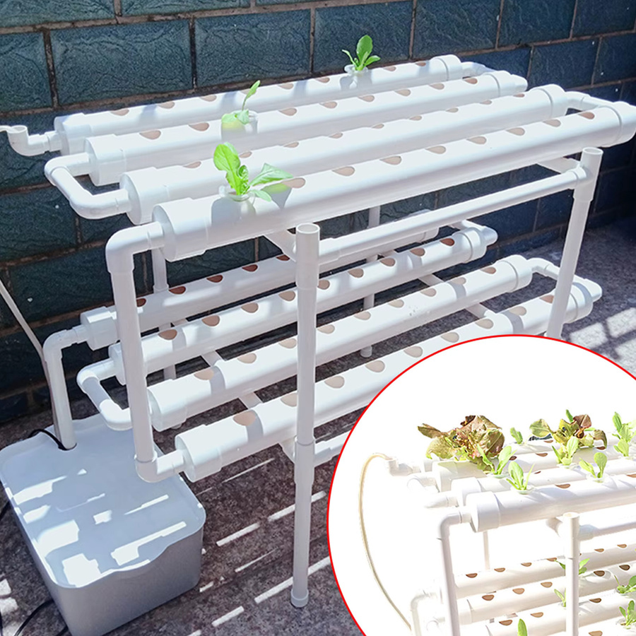 Hydroponisches Grow Kit mit 36 oder 72 Löchern in zwei Schichten, weißes PVC-System für Gemüse, Salat, Blumen und Früchte - Bild 3