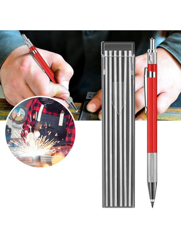 Vibratite Metall Marker Stift für Schweißer in Rot mit 12 Minen für Stahl und Gravur - Bild 5