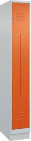C+P Z-Spind Classic PLUS mit Sockel, 2 Fächer, Zylinderschloss, Grau/Orange, H x B x T: 195 x 30 x 50 cm - Bild 1