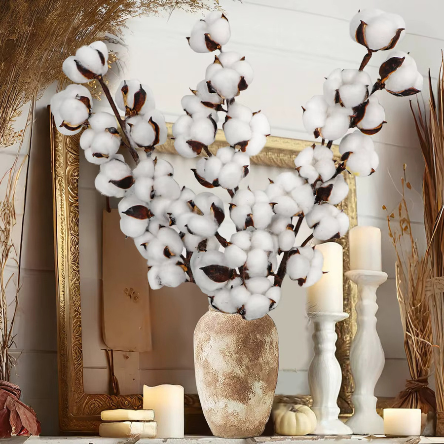 XIYA FLOWER Künstliche Lagurus Baumwollzweige in Weiß für Boho-Dekoration und Hochzeiten - Bild 3