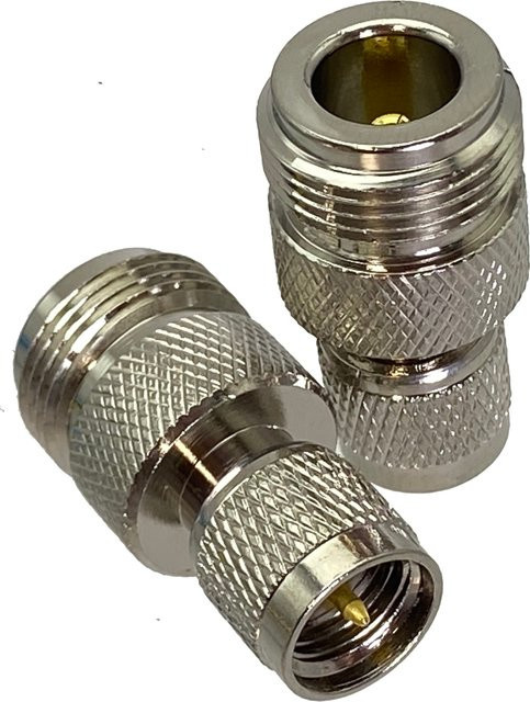 Koaxial-Adapter Mini UHF Buchse auf Mini UHF Stecker aus Messing in Gold oder Silber - Bild 1