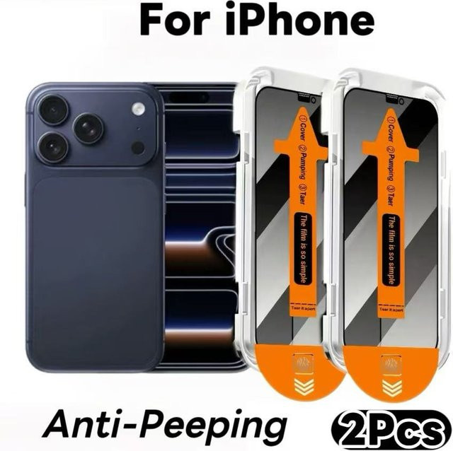 2 Stück Anti-Peeping Displayschutz aus gehärtetem Glas für Apple iPhone 17 16 15 14 13 12 mini 13 Serie, transparent - Bild 1