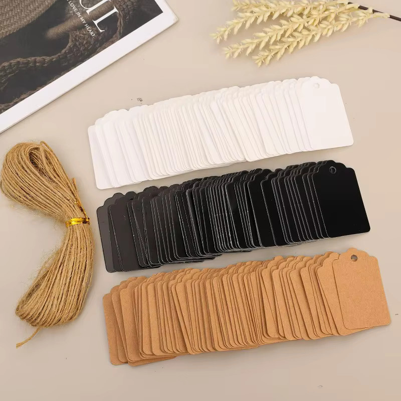 100 Stück Kraftpapier-Tags in Braun mit Schnüren als leere DIY-Geschenkanhänger und Verpackungsetiketten - Bild 4