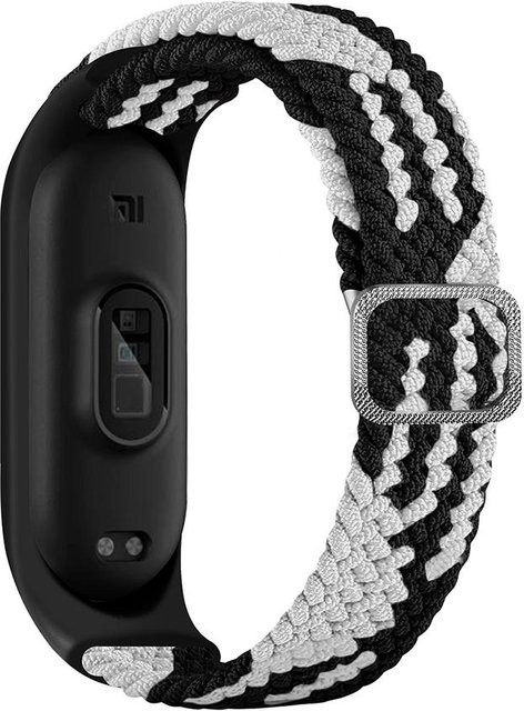 Smart Armband, elastisches geflochtenes Nylonband, Xiaomi Mi Band 7 6 5, schwarz weiß, Unisex - Bild 1