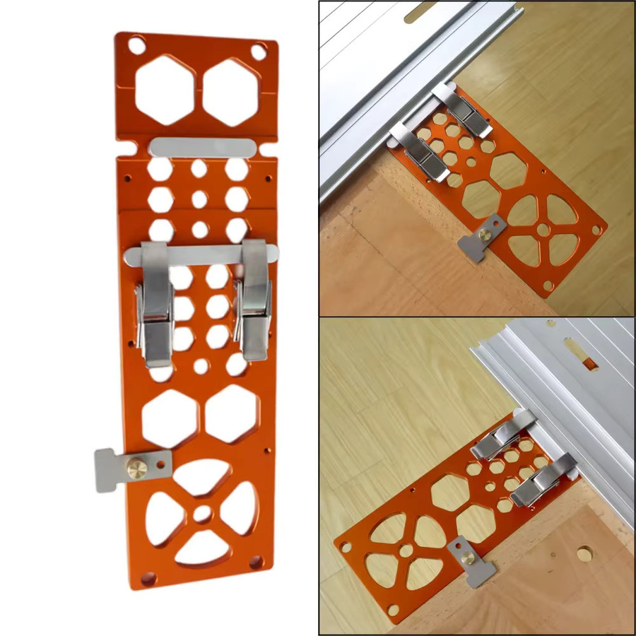 FNICEL Aluminium-Positionierungsplatte für Holzbearbeitung mit 90-Grad-Winkelanschlag und Klemme in Orange für Festool und Makita Führungsschienen - Bild 3