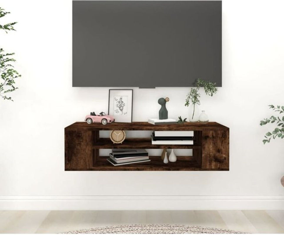 Vidaxl TV-Wandschrank Modern aus Holzwerkstoff in Braun und Grau, B/T/H: 100 x 30 x 26,5 cm - Bild 1